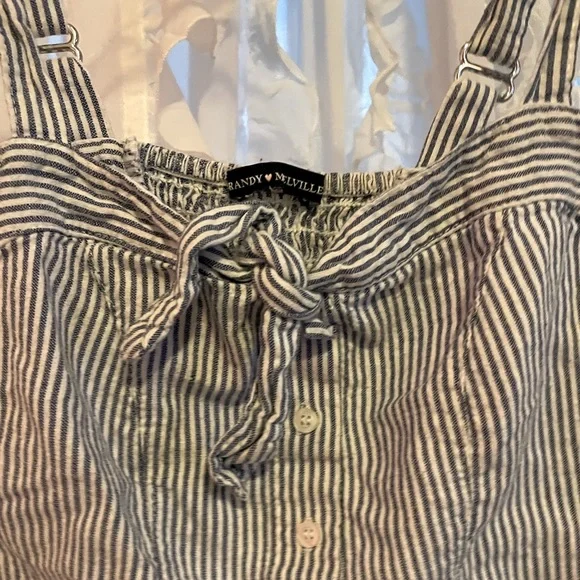 Brandy Melville Button Up Crop Astrid Top w/ Tie Bow - Picture 3 of 4